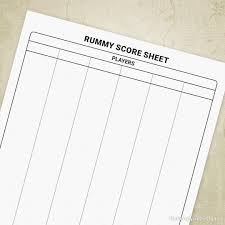 Rummy Score Sheet